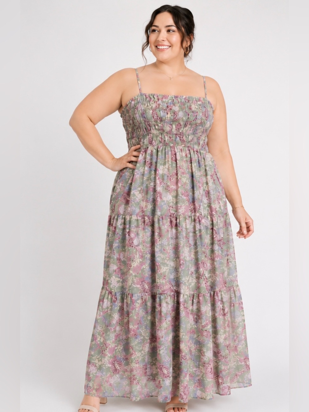 Eloquii Smocked chiffon Maxi Dress